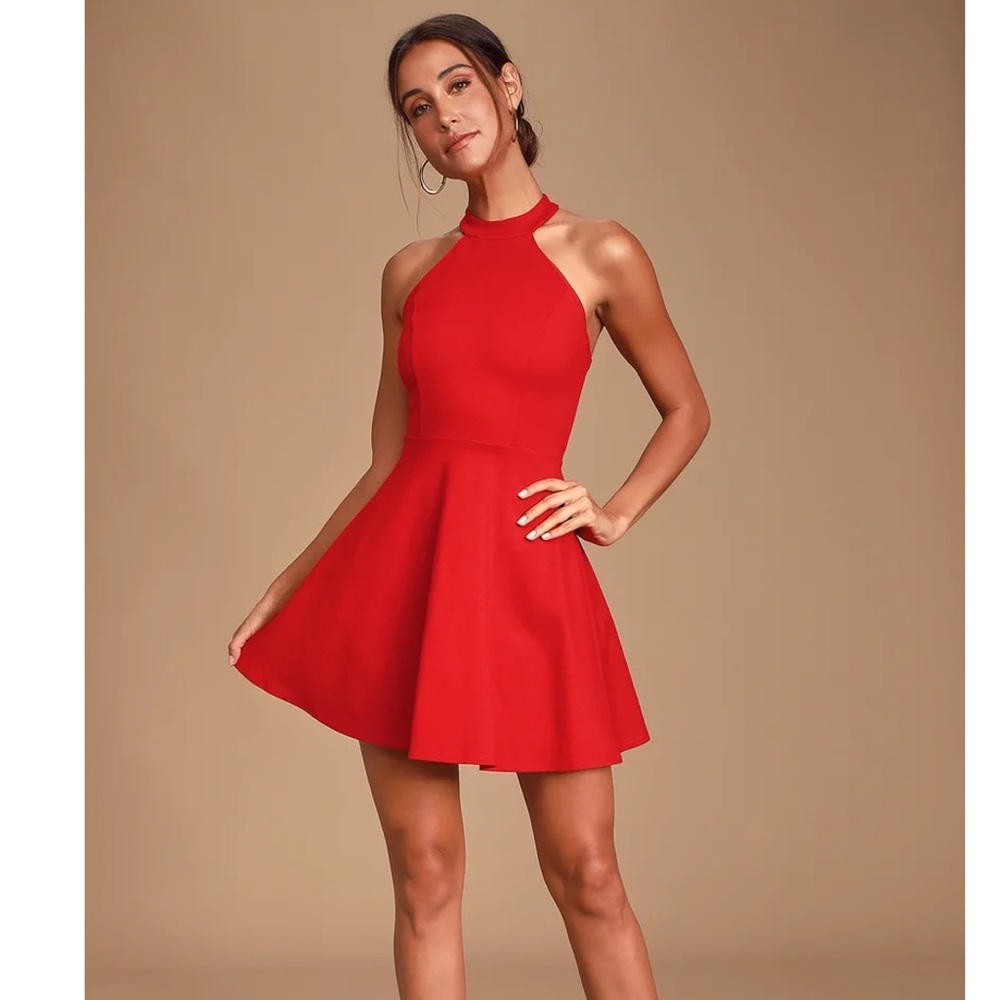 NEW Lulu’s Hometown Girl Red Lace Skater Dress